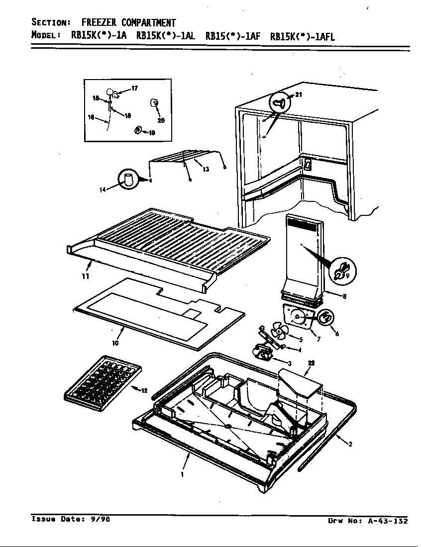 Magic Chef RB15KN-1A/AG01A freezer compartment diagram