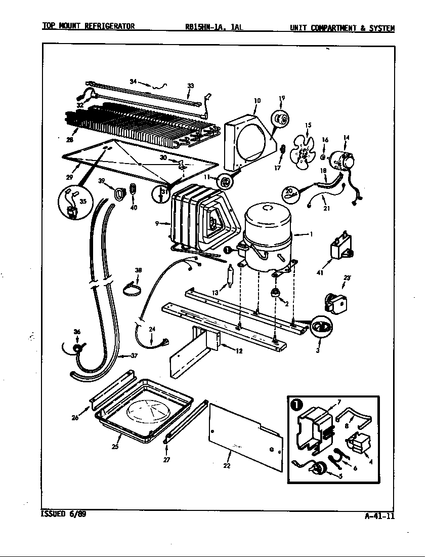 Magic Chef RB15HA-1AL/8C43B unit compartment & system diagram