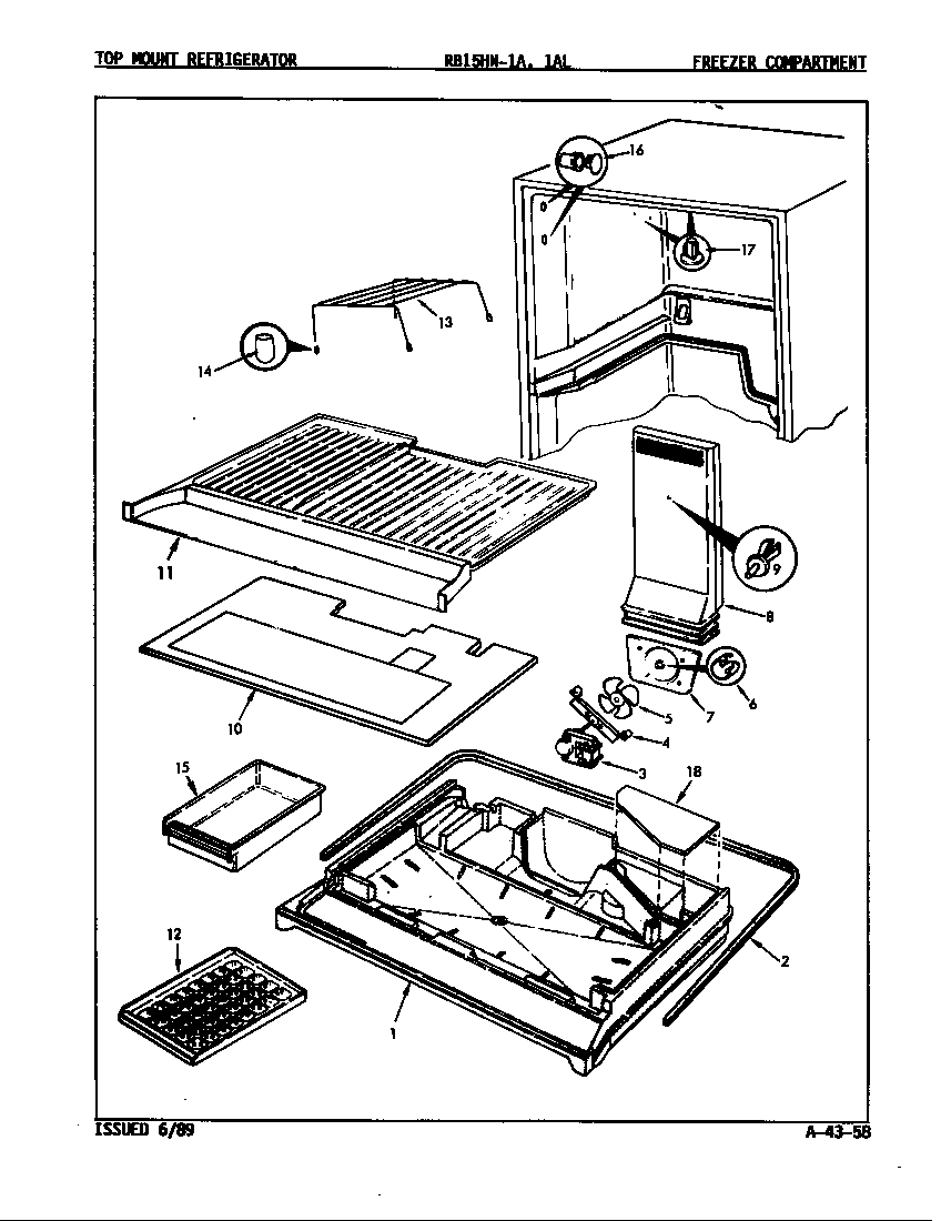 Magic Chef RB15HA-1AL/8C43B freezer compartment diagram