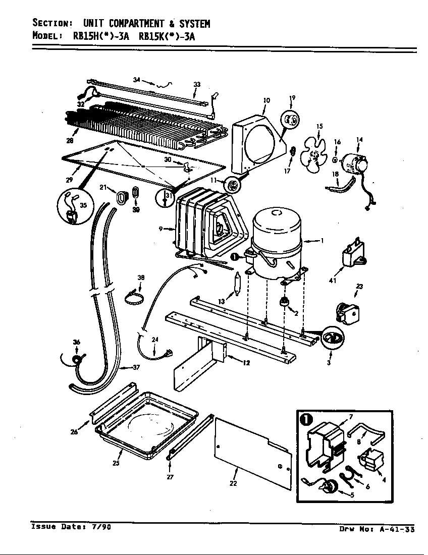 Magic Chef RB15HA-3A/8C72A unit compartment & system diagram