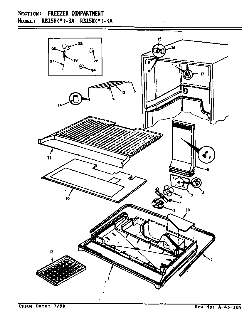 Magic Chef RB15HA-3A/8C72A freezer compartment diagram