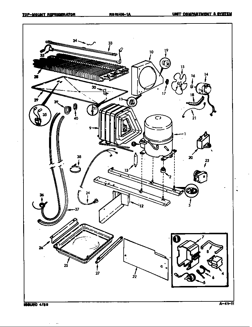 Magic Chef RB15HN-1A/8C50A unit compartment & system diagram