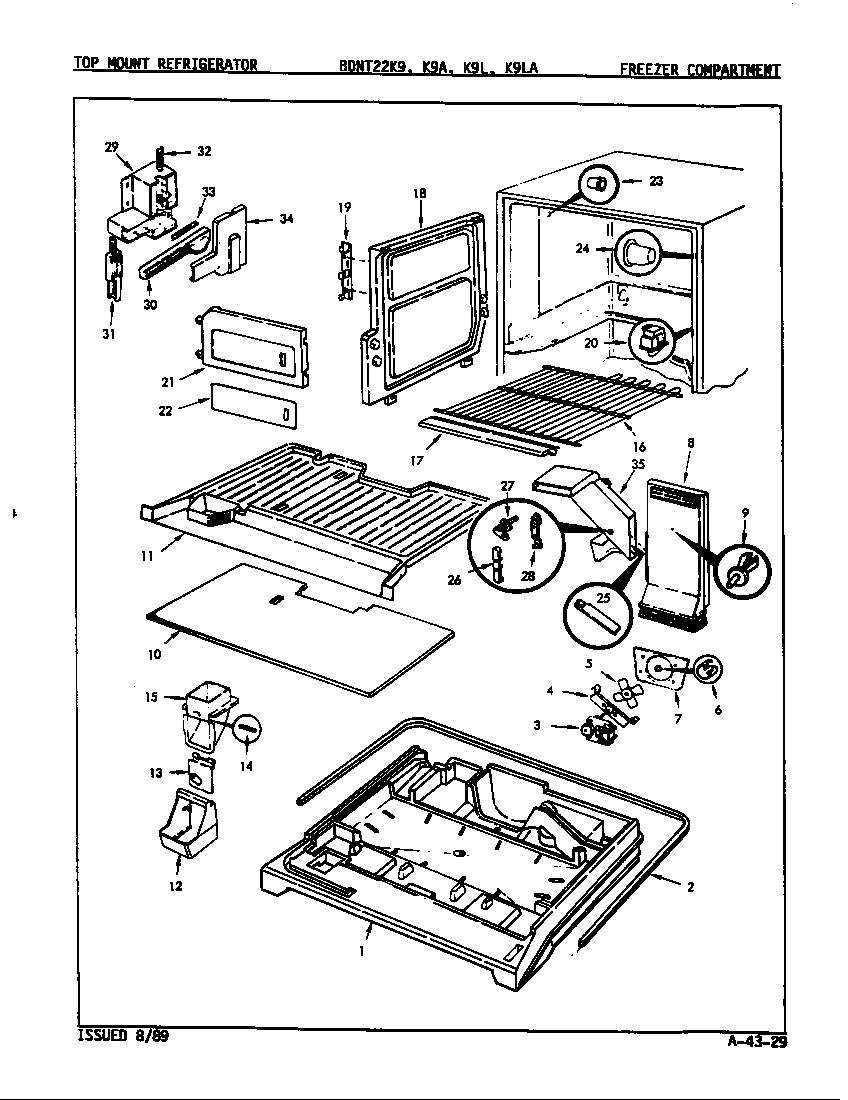 Maytag BDNT22K9-9A55B freezer compartment diagram
