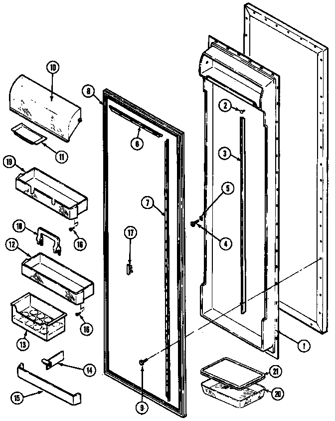 Maytag RSW24E0ZAL fresh food inner door diagram