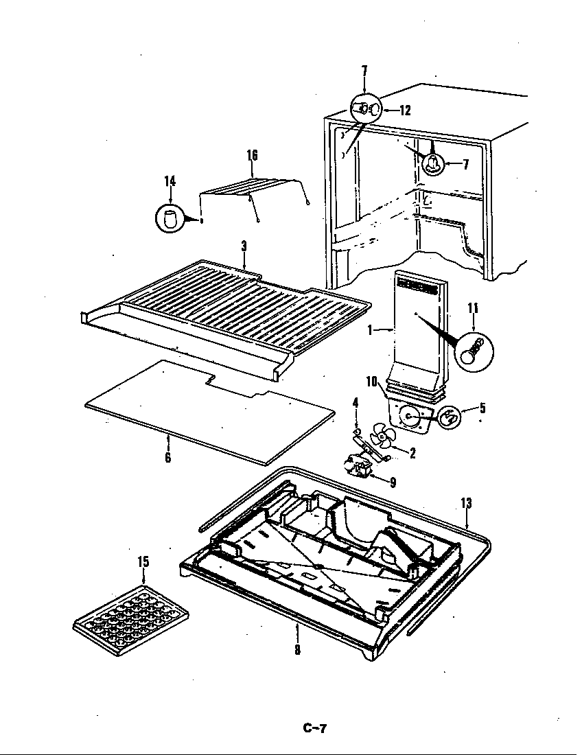 Magic Chef E15N-2RNTP/5C50A freezer compartment diagram