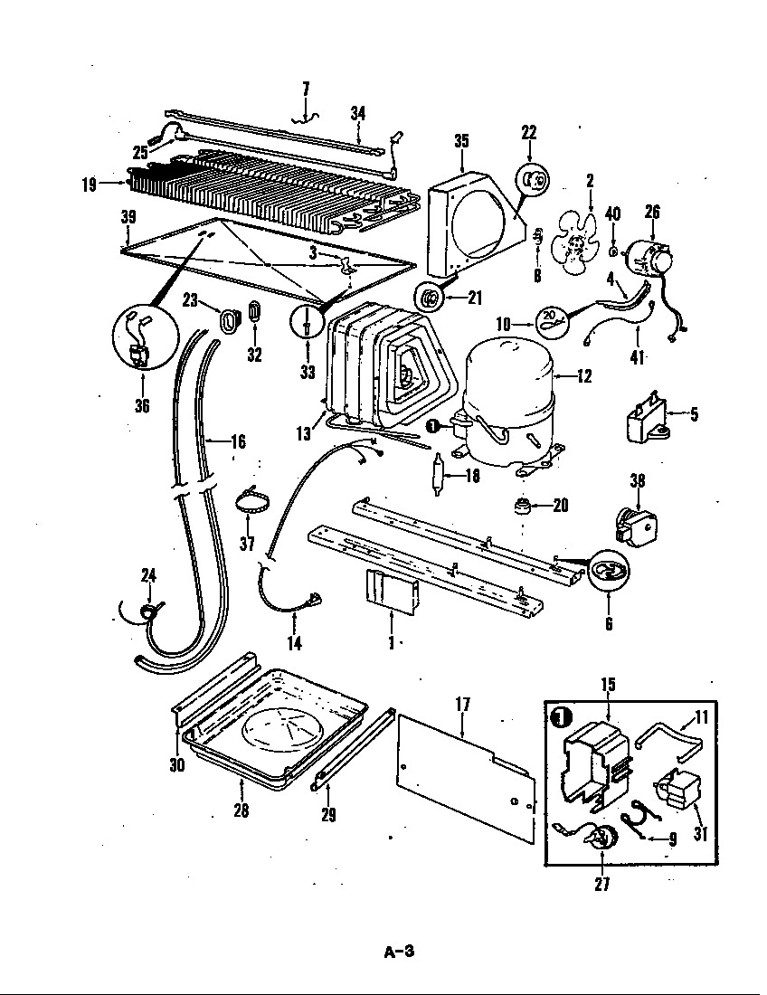 Magic Chef RB15DA-0AA/5C52A unit compartment & system diagram