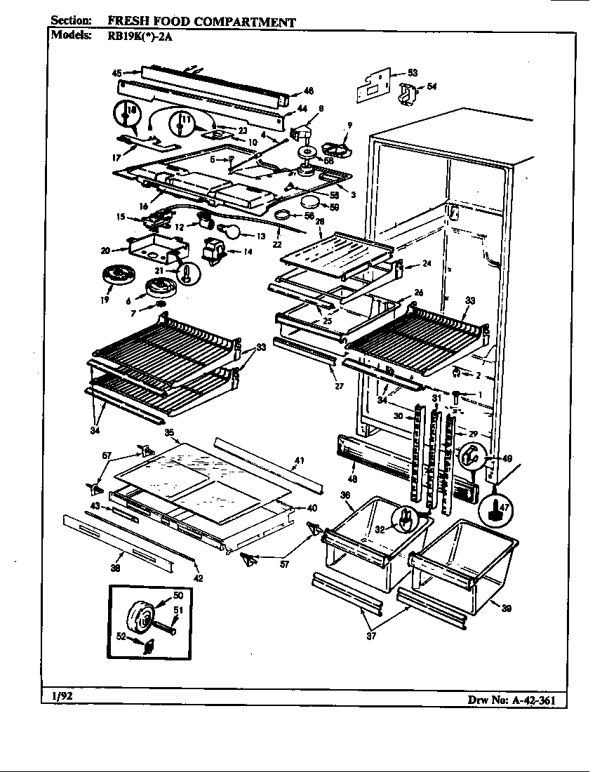 Magic Chef RB19KY-2A/BG58C fresh food compartment diagram