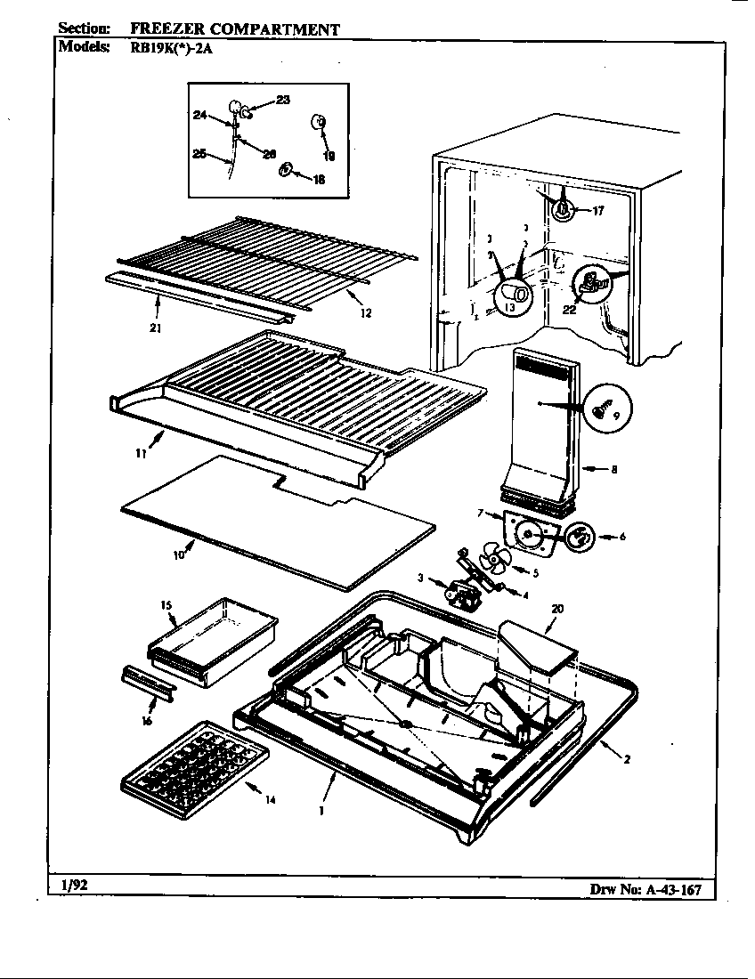 Magic Chef RB19KY-2A/BG58C freezer compartment diagram