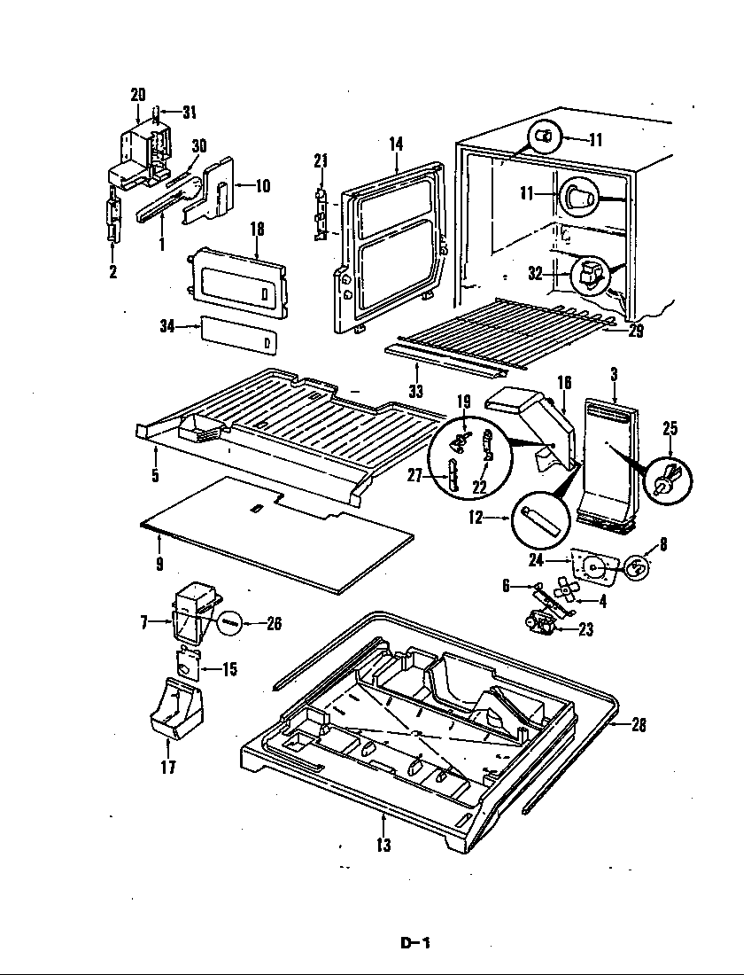 Magic Chef CRB22EY-3AI/5D66A freezer compartment diagram