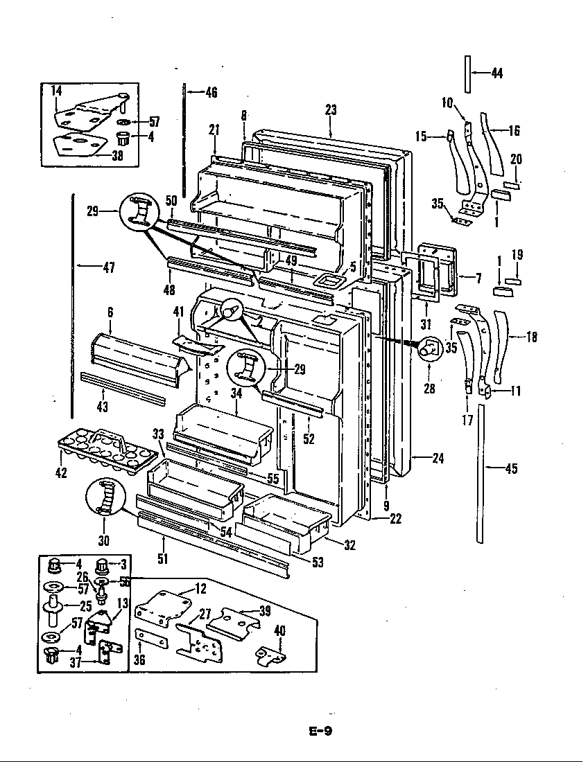 Magic Chef CRB22EY-3AI/5D66A fresh food & freezer door diagram