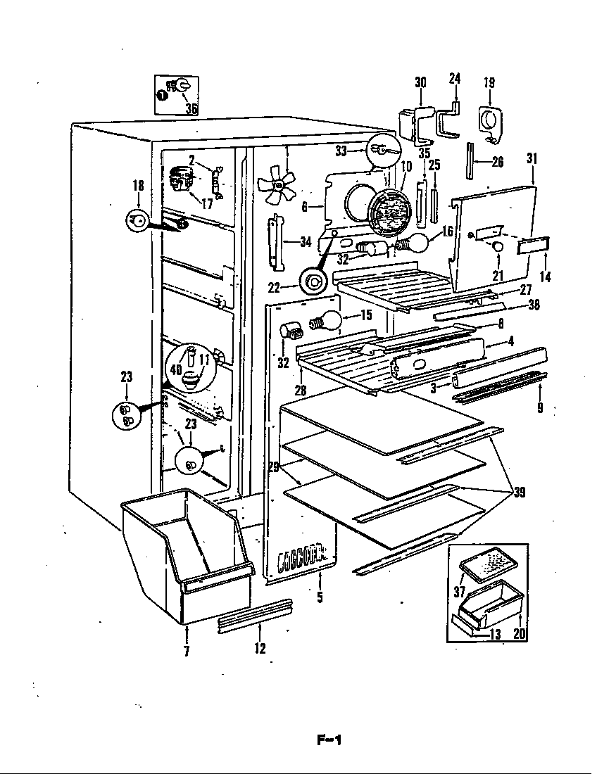 Magic Chef CRD22EA-3A/5M74B freezer compartment diagram