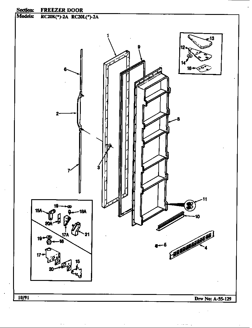 Magic Chef RC20LA-2A-BS01C freezer door diagram