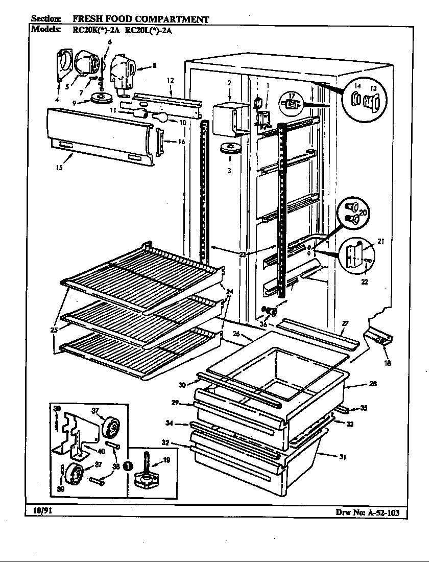 Magic Chef RC20LN-2A-BS01E fresh food compartment diagram