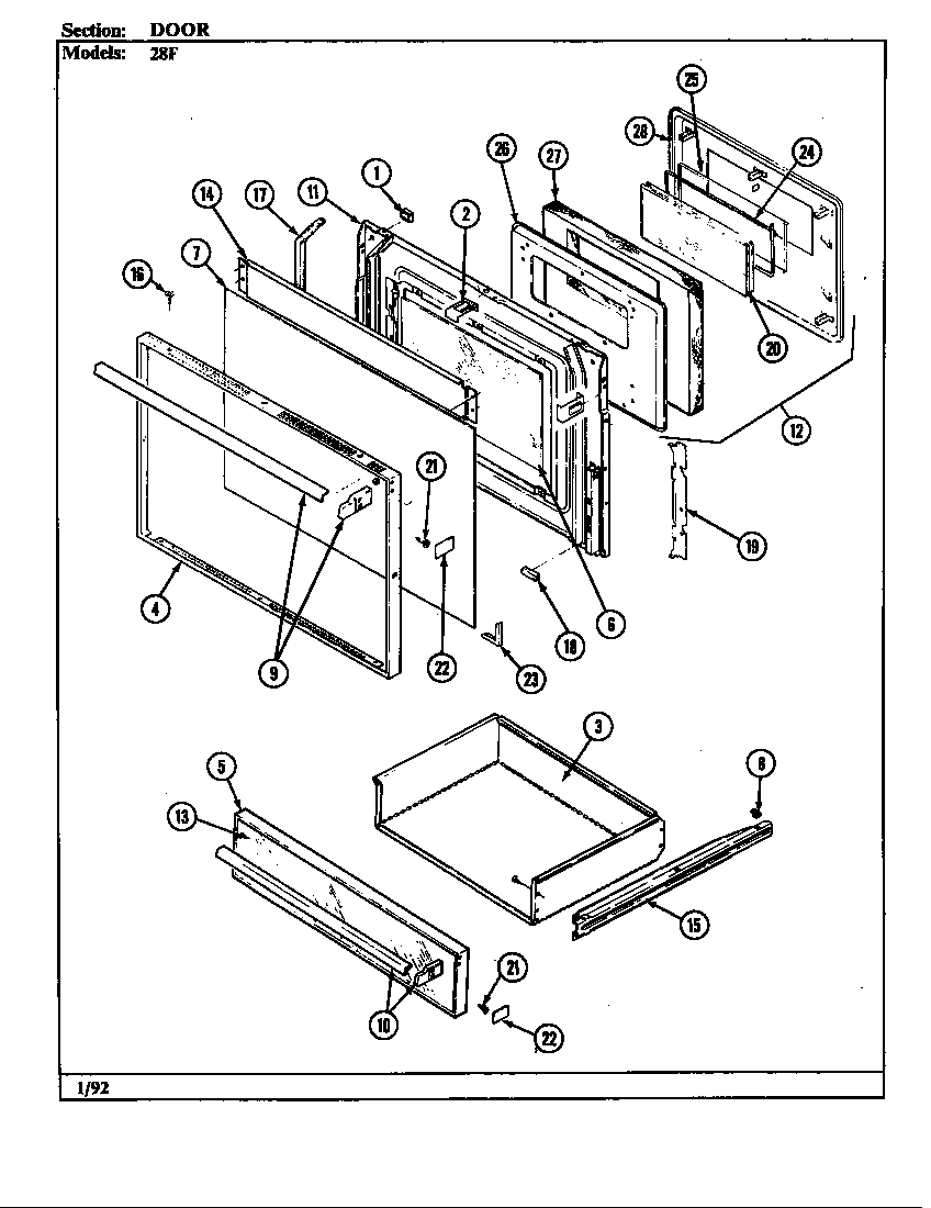 Magic Chef S28FY-7CXWV8 door (lower) diagram