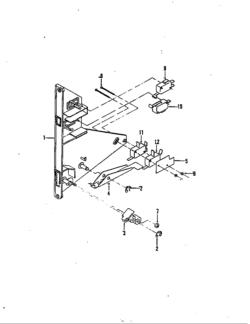Magic Chef 77E-5EXWW interlock switches-upper (cm46b-9p) (77e-5cxwm9) (77en-5cxwm9) diagram