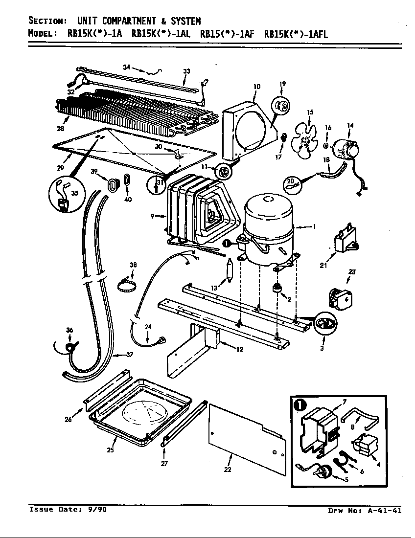 Magic Chef RB15KY-1AL/AG02A unit compartment & system diagram