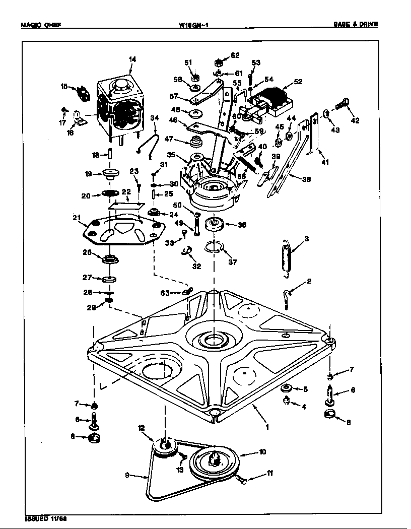 Magic Chef W18GA1 base & drive diagram