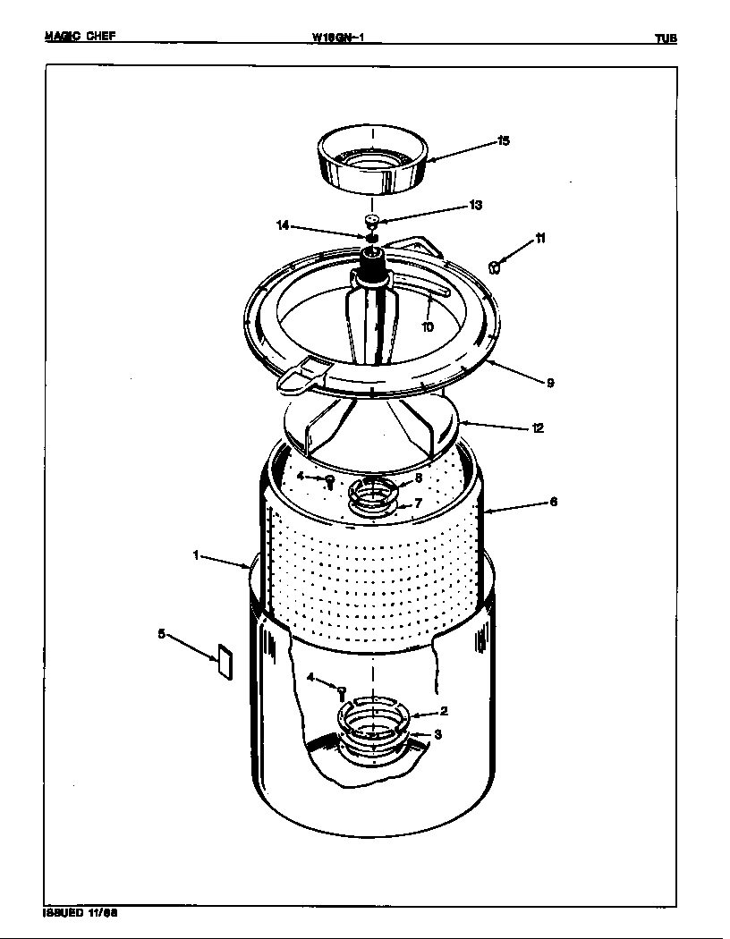 Magic Chef W18GA1 tub diagram