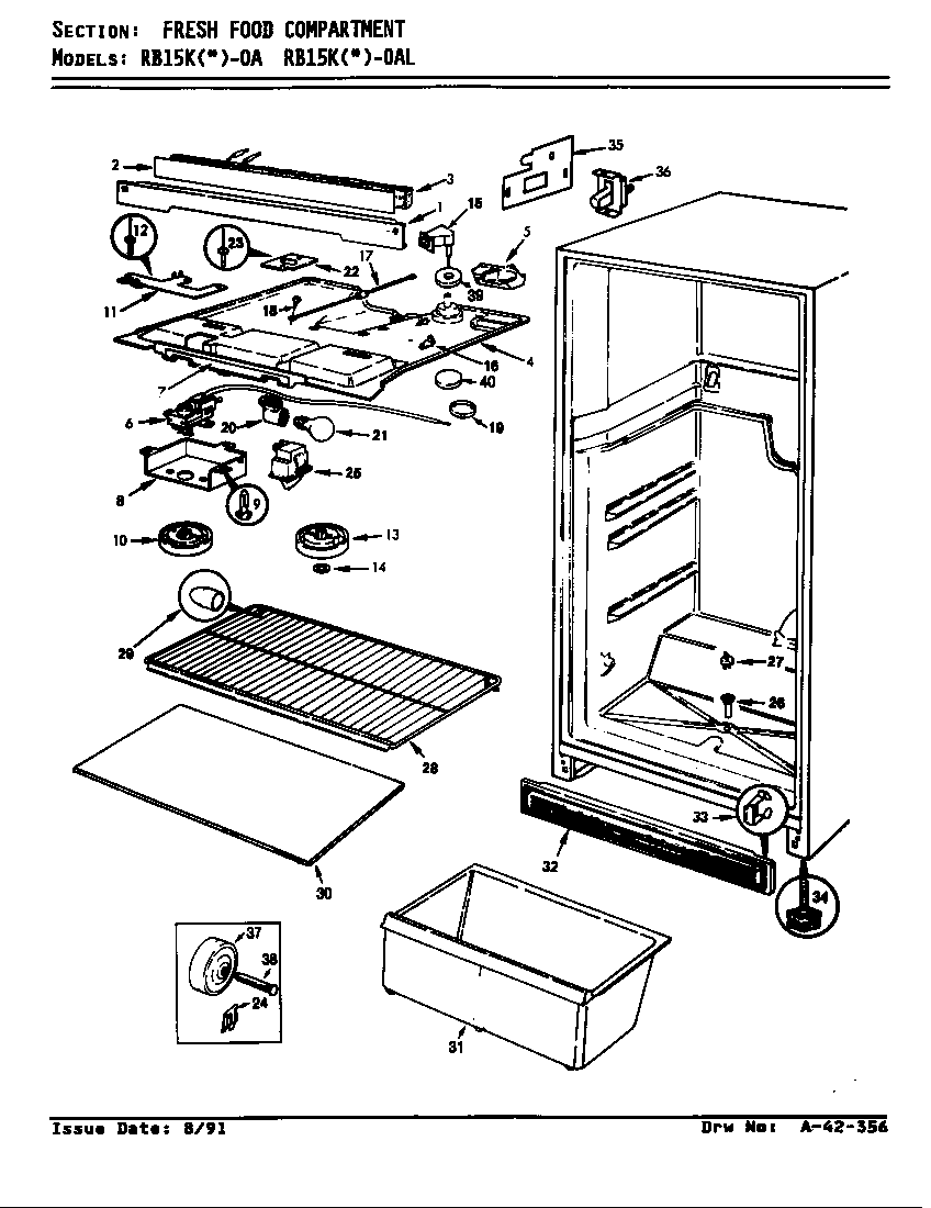 Magic Chef RB15KN-0AL/AG07B fresh food compartment diagram