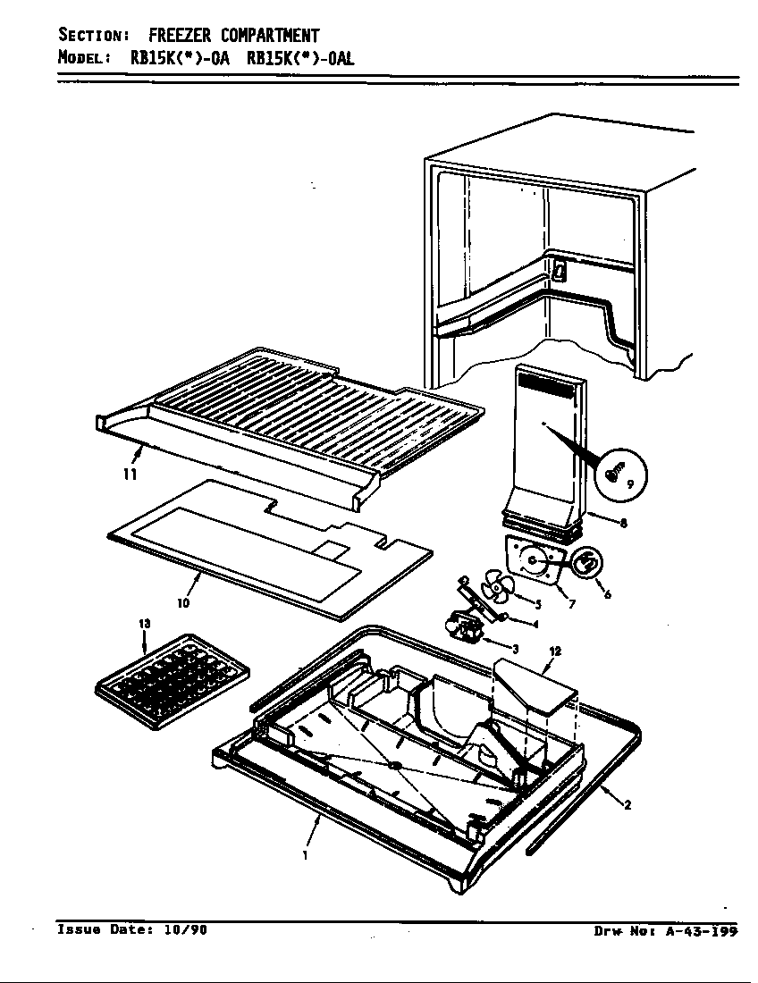 Magic Chef RB15KN-0AL/AG07B freezer compartment diagram