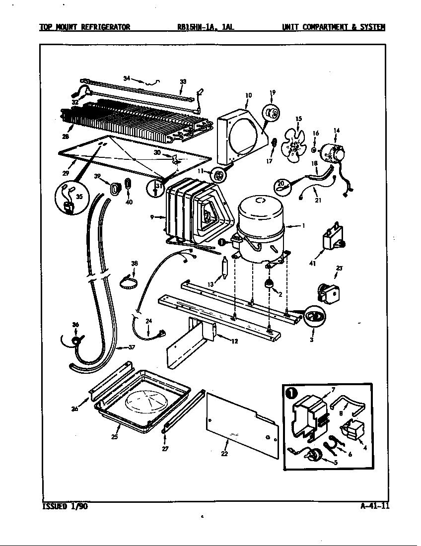 Magic Chef RB15HN-1AL/9B42A unit compartment & system diagram