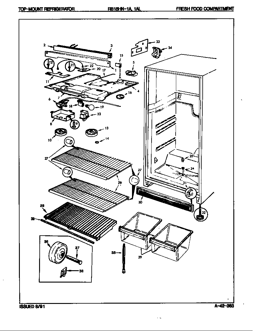 Magic Chef RB15HN-1AL/9B42A fresh food compartment diagram