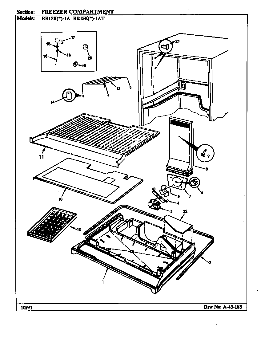Magic Chef RB15KN-1AT/BL01A freezer compartment diagram