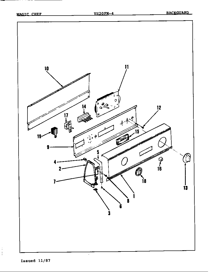 Magic Chef YE20FN4 control panel diagram