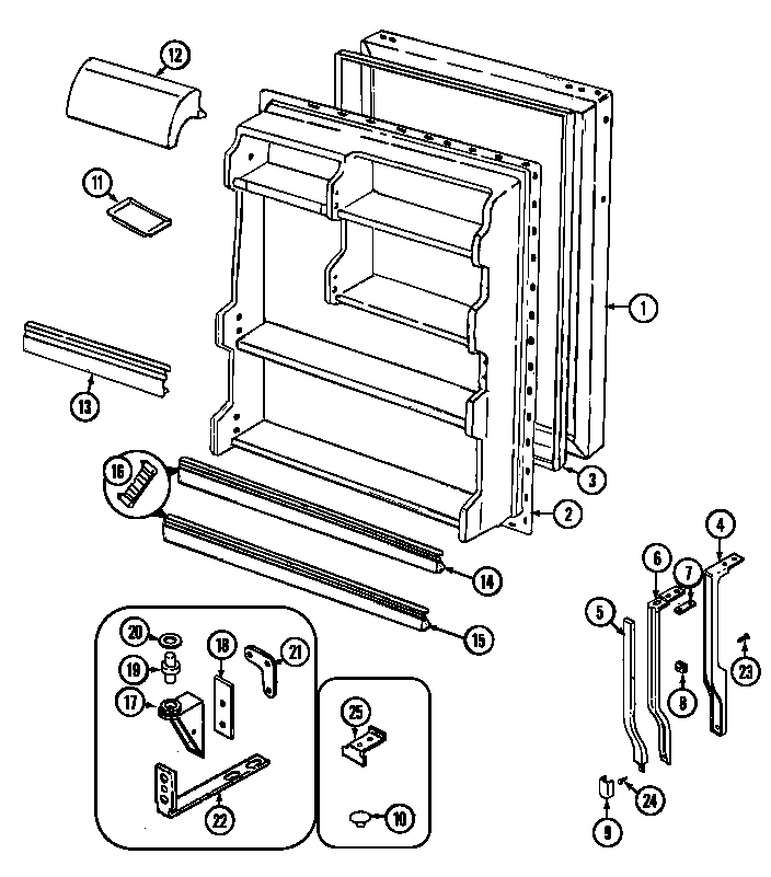 Norge NT173NW fresh food door diagram