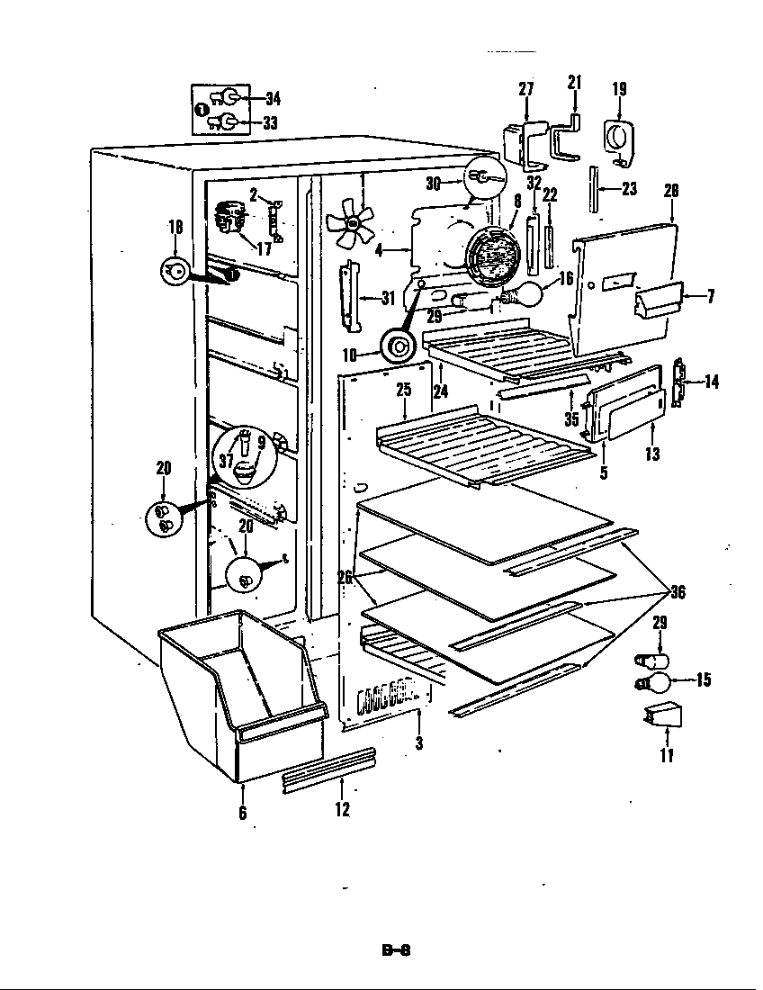 Magic Chef CRD22EY-3A/5M74A freezer compartment diagram