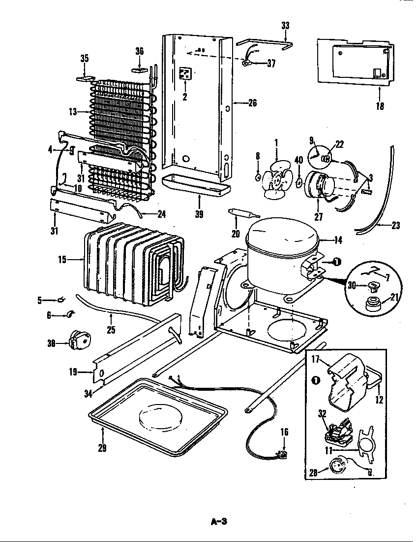 Magic Chef CRC24EN-3AI-5M75A unit compartment & system diagram