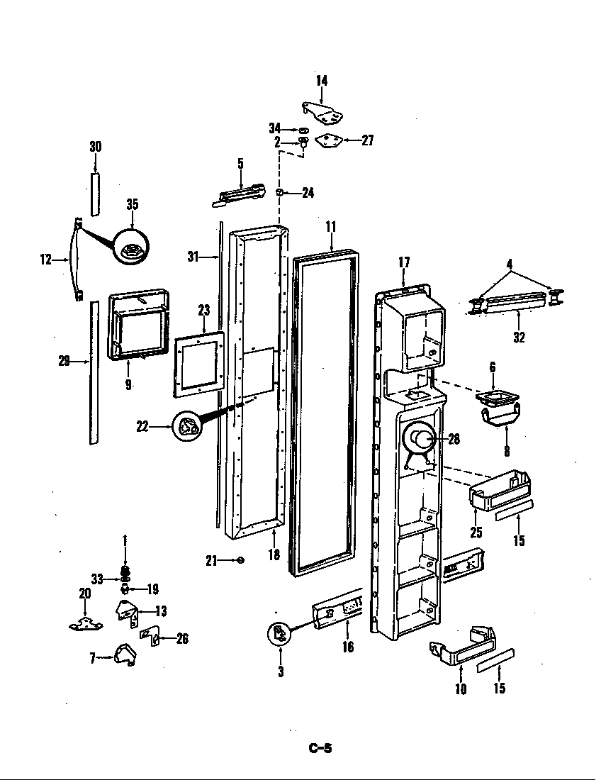 Magic Chef CRC24EN-3AI-5M75A freezer door diagram