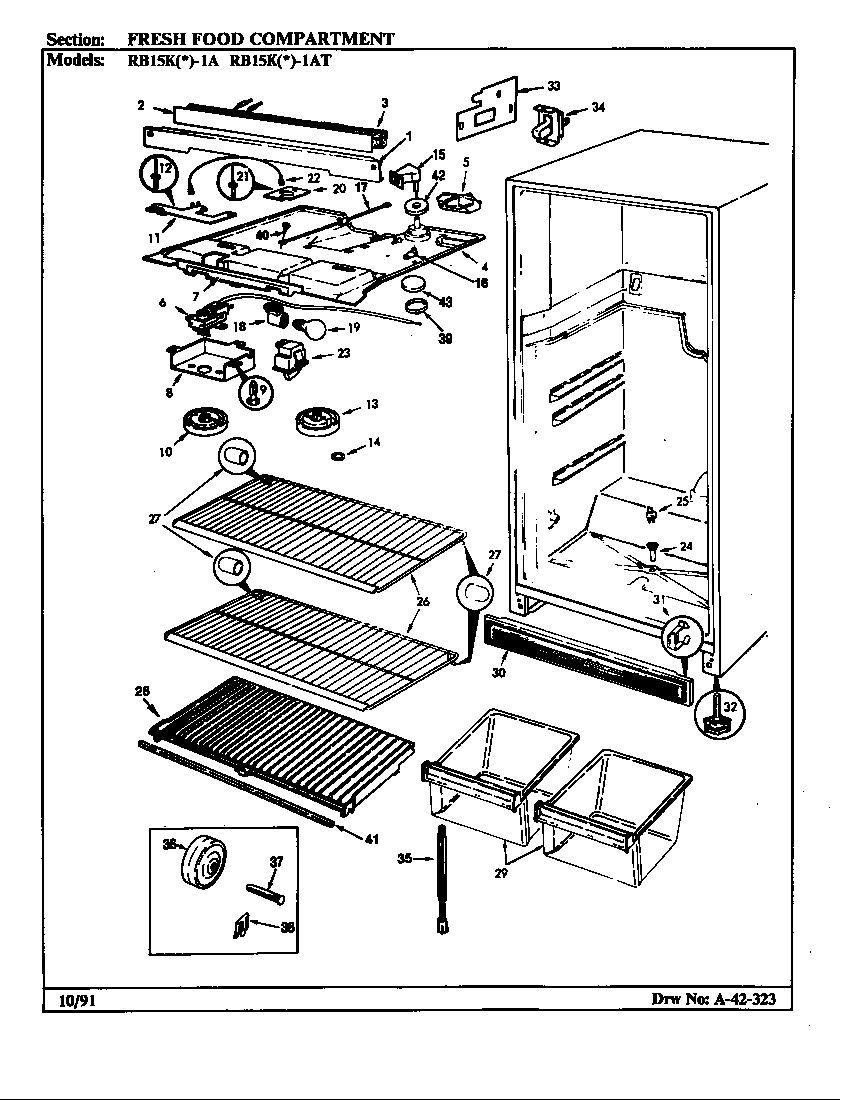 Magic Chef RB15KY-1A/BL02A fresh food compartment diagram