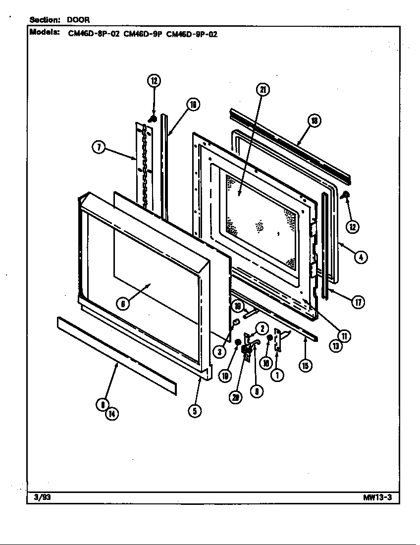 Magic Chef CM46D-9P door diagram