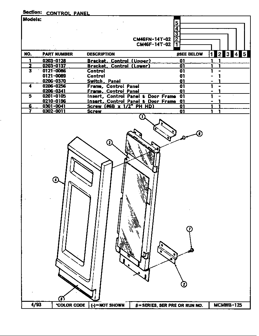 Magic Chef CM46FN-14T-02 control panel diagram