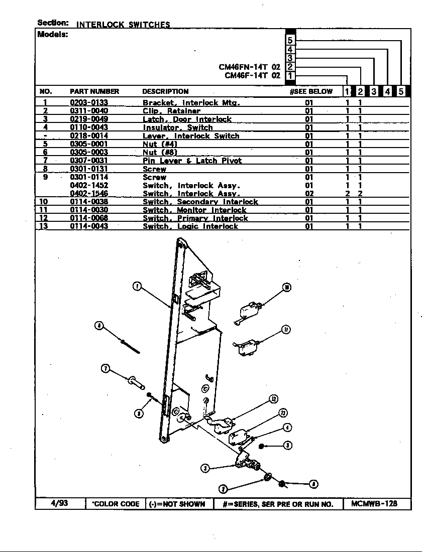 Magic Chef CM46FN-14T-02 interlock switches diagram