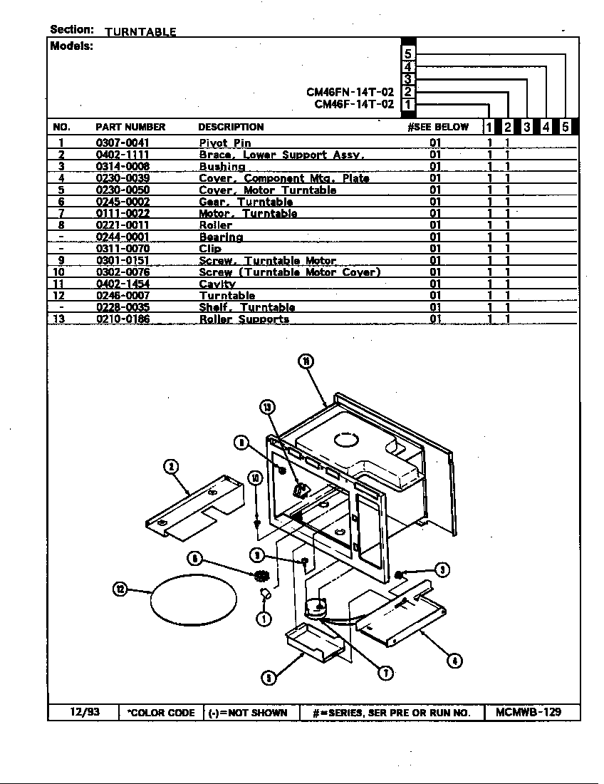 Magic Chef CM46FN-14T-02 turntable diagram