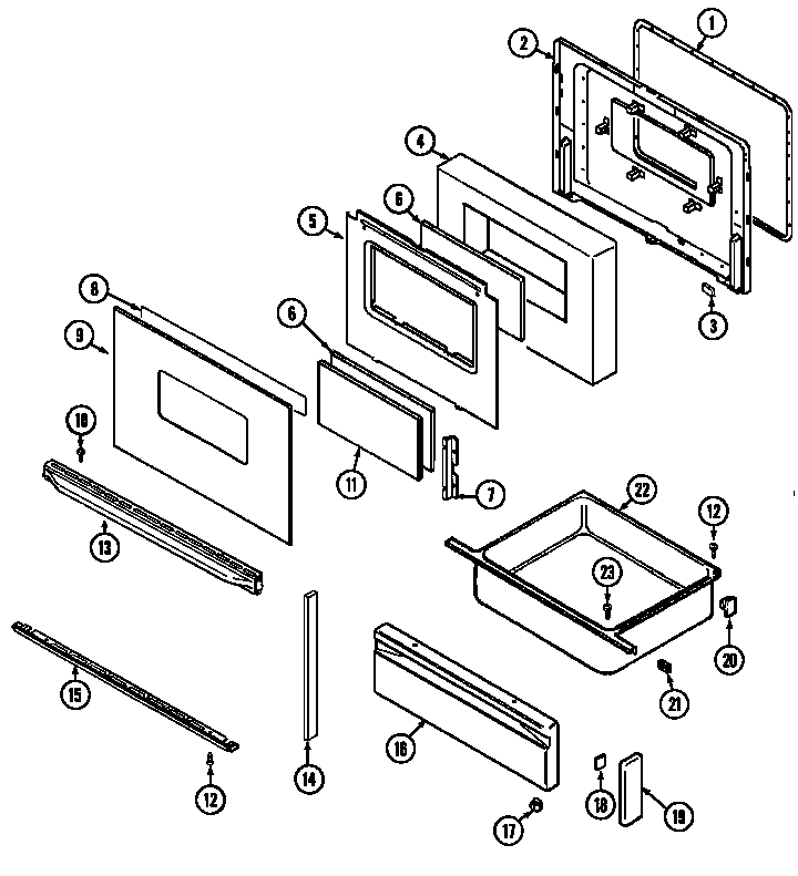 Magic Chef C3888XVA door/drawer (ser. pre. 21) diagram