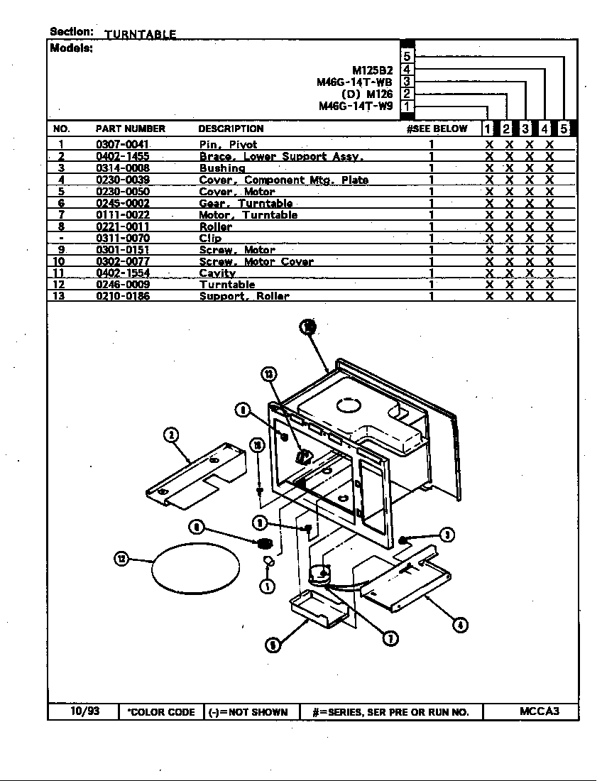 Magic Chef M125B2 turntable (m125b2) (m46g-14t-wb) (m46g-14t-w9) diagram