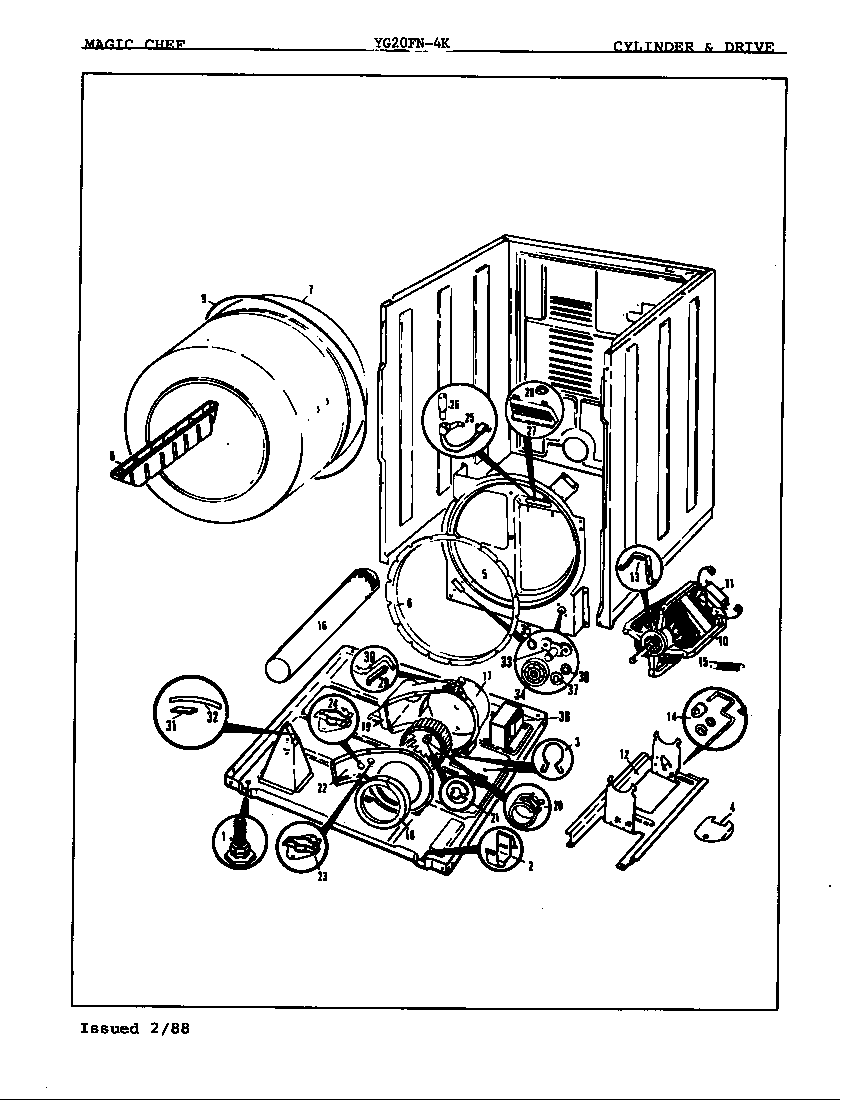 Magic Chef YG20FY4K cylinder & drive diagram