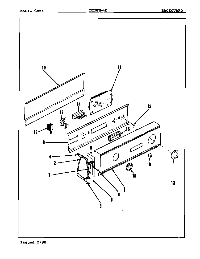 Magic Chef YG20FY4K control panel diagram