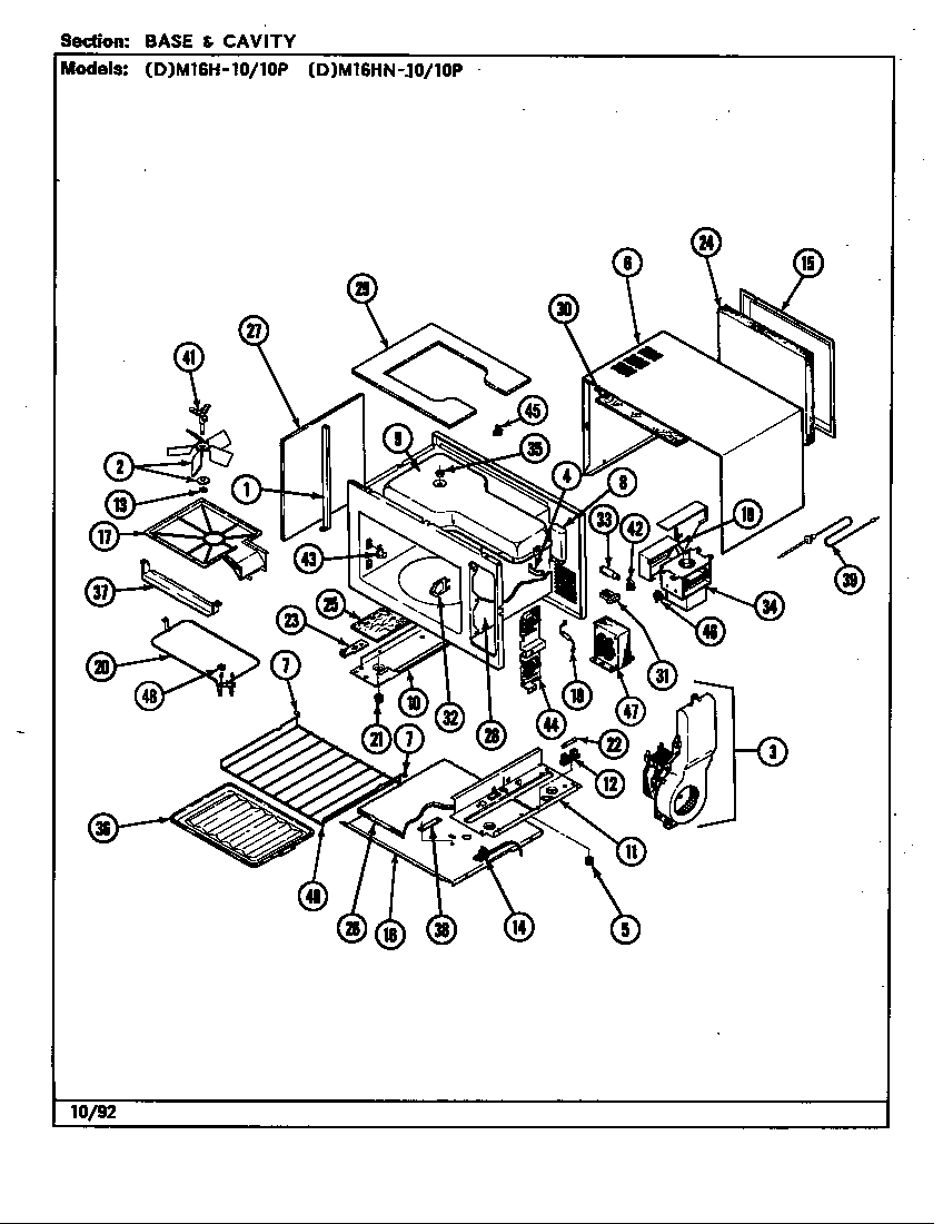 Maytag DM16H-10P base & cavity diagram