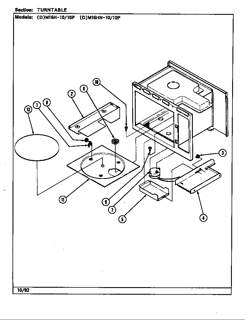 Maytag DM16H-10P turntable diagram
