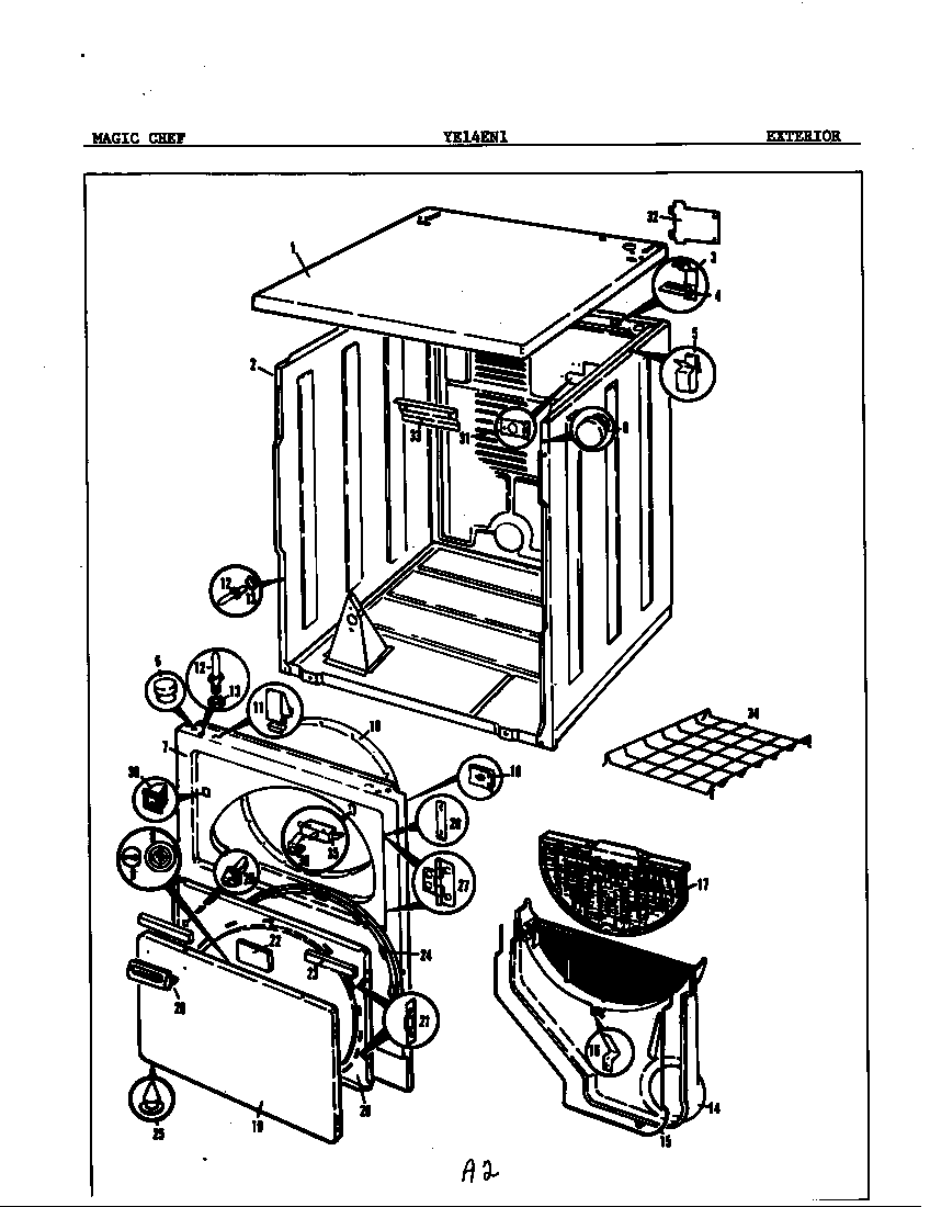 Magic Chef YE14EY1 exterior diagram