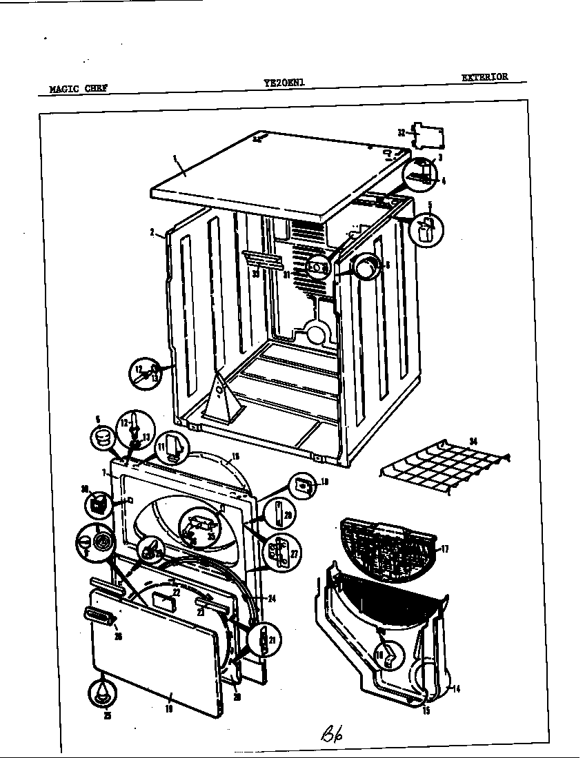 Magic Chef YE20EY1 exterior diagram