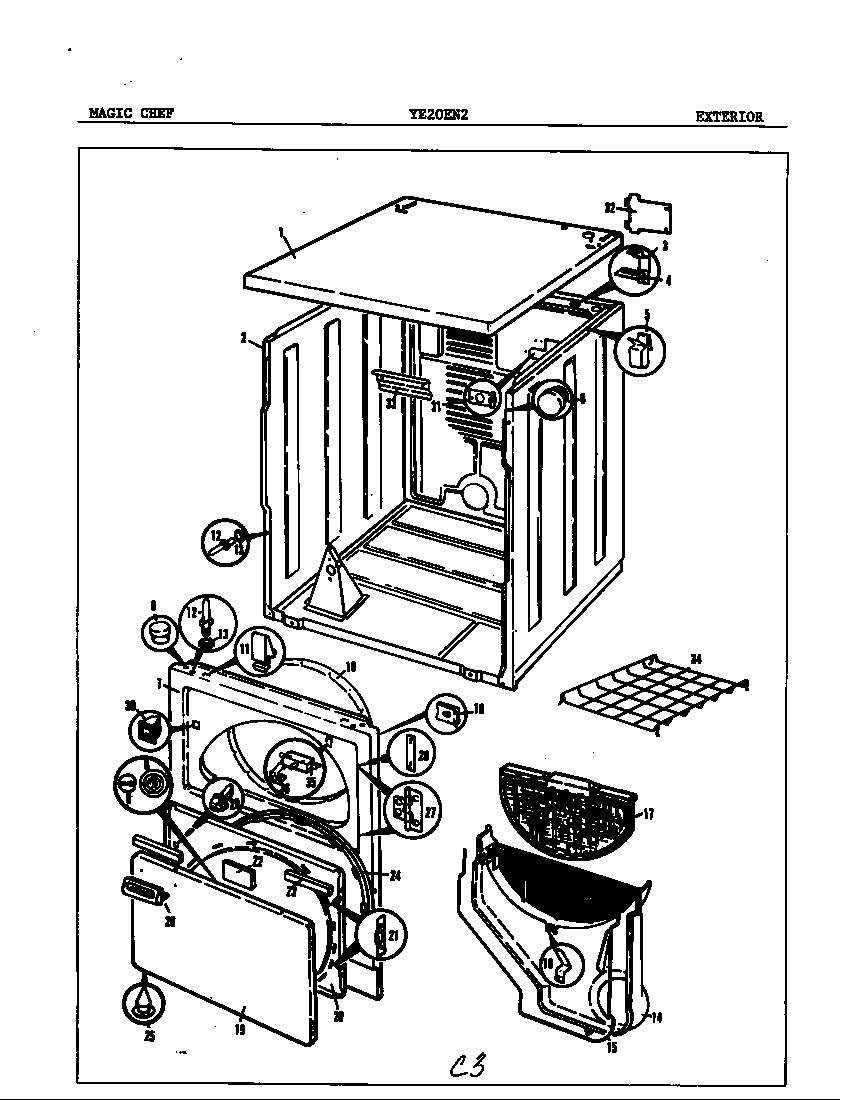 Magic Chef YE20EY1 control panel diagram