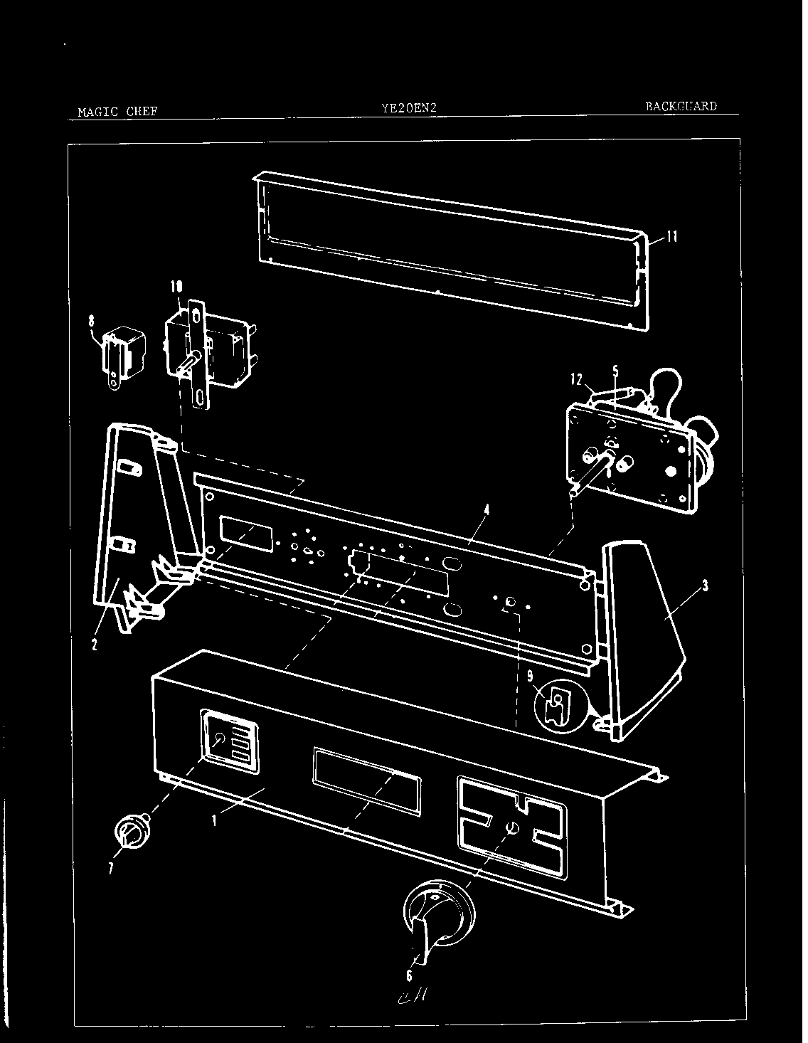 Magic Chef YE20EY2 control panel diagram