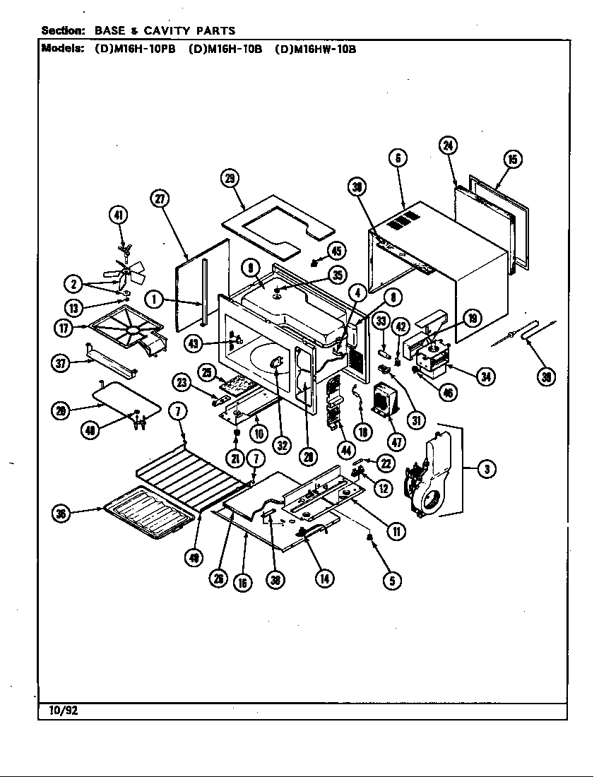 Maytag DM16H-10B base & cavity diagram