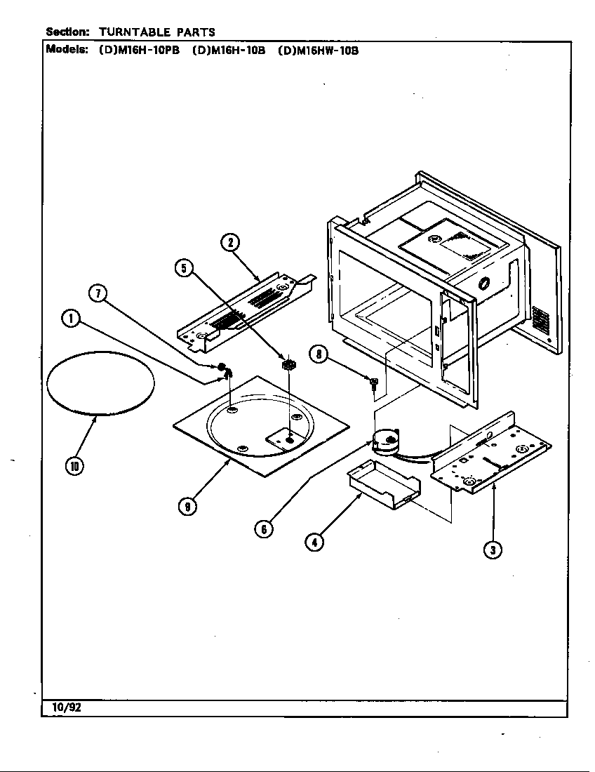 Maytag DM16H-10B turntable diagram