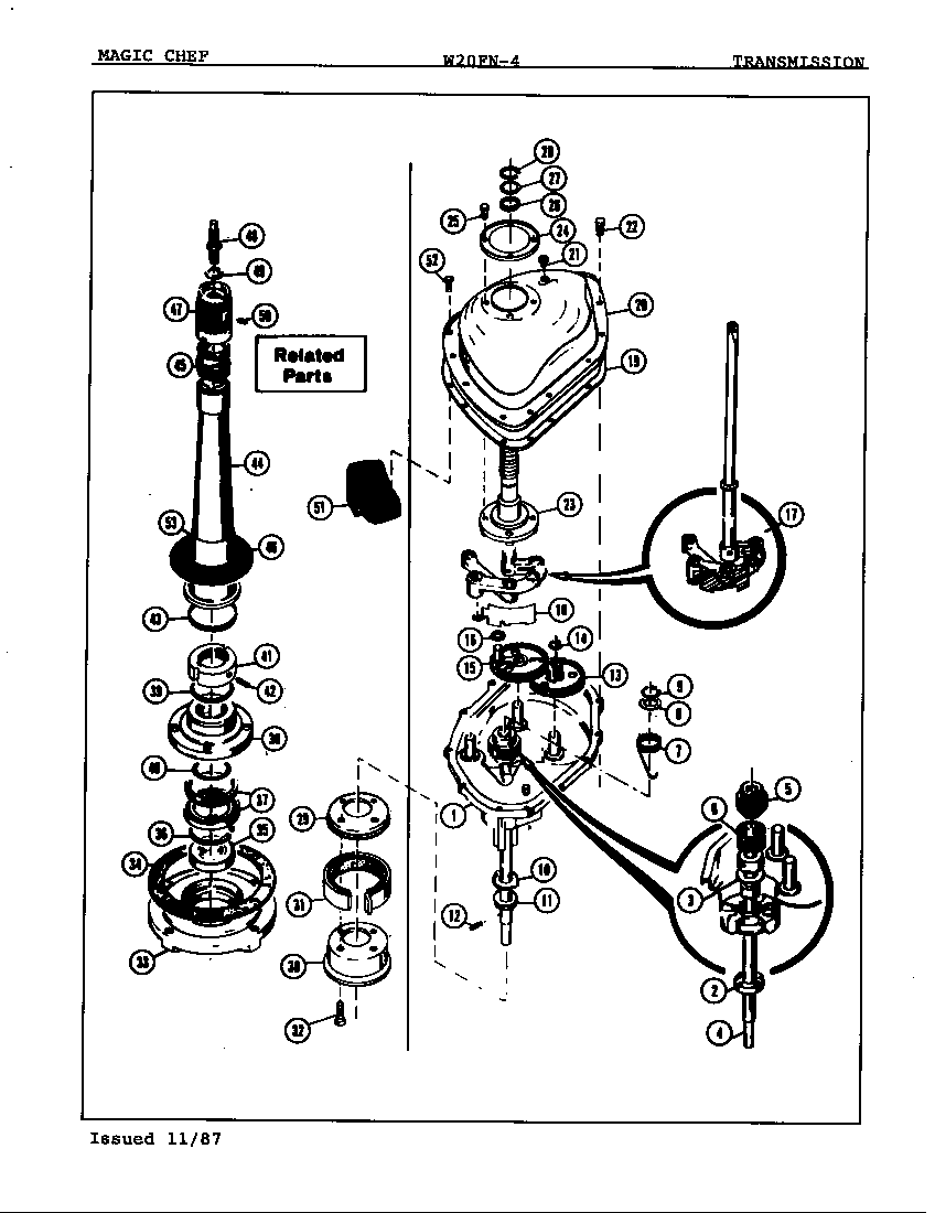 Magic Chef W20FY5 exterior diagram